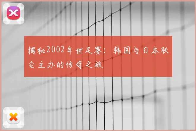 揭秘2002年世足赛：韩国与日本联合主办的传奇之旅